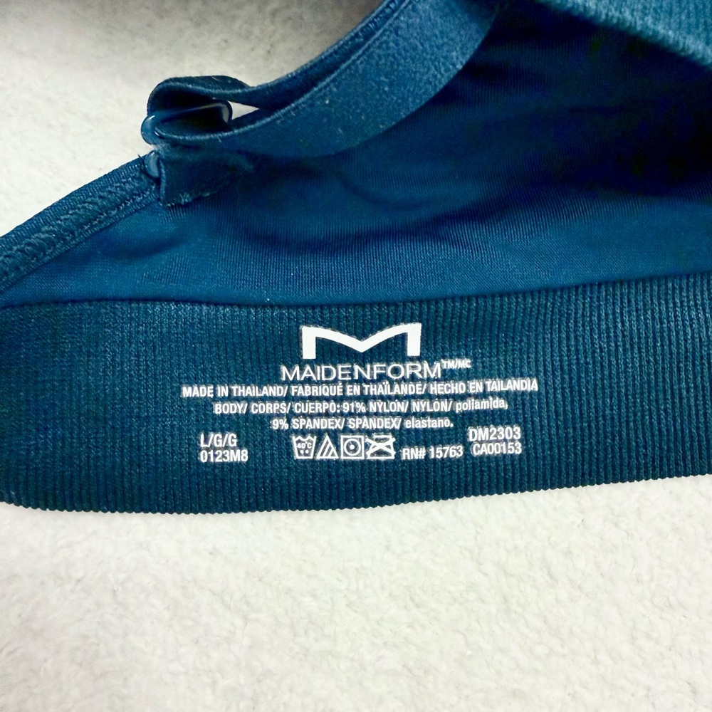 Maidenform Wireless Stretch Rib Seamless Bralette - Teal Size LG - Picture 4 of 7